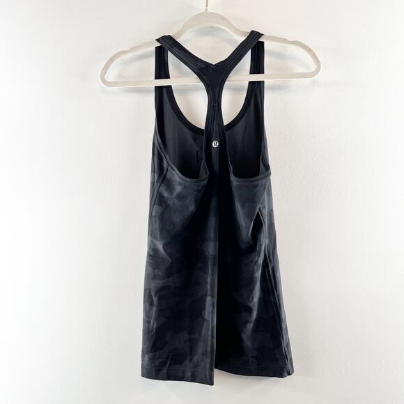 Lululemon Cool Racerback Tank Top Deep Camo Coal Black Gray Medium - Picture 3 of 3